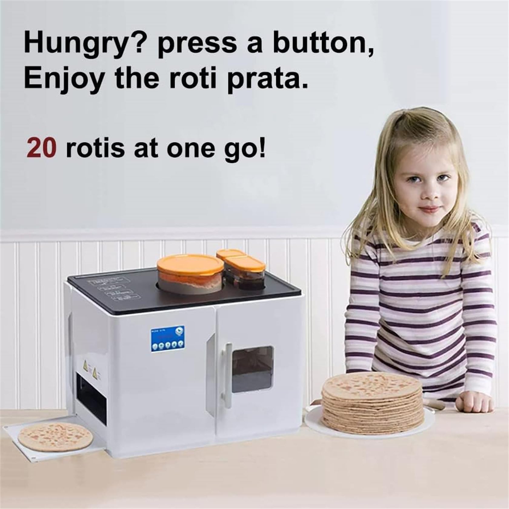 Elektrische Maschine Zur Herstellung Von Chapati, Tortilla, Pfannkuchen, Fladenbrot Und Pita, Vollautomatische Kommerzielle Brotmaschine FüR Den Heim-Roti-Maker Rotimatic