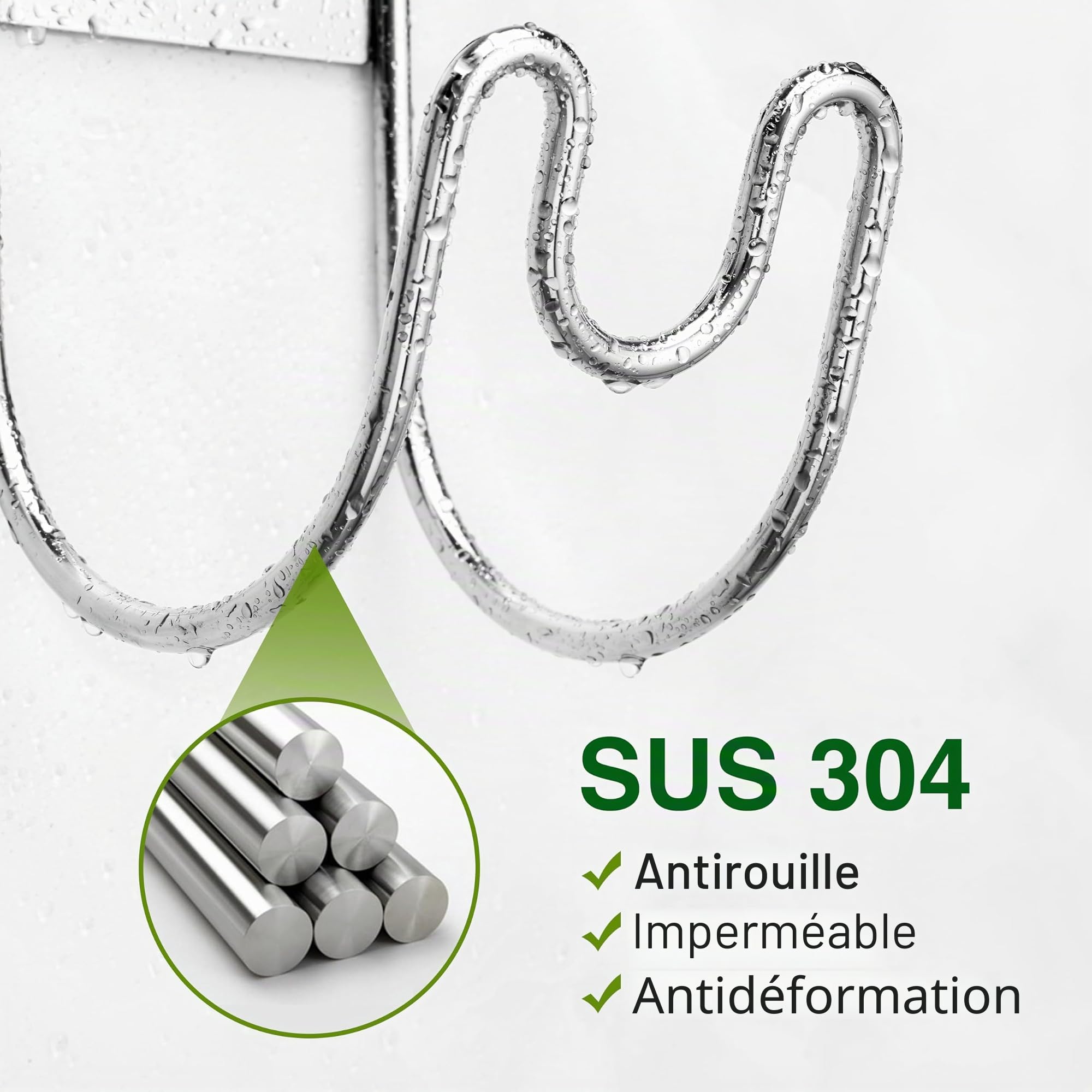 Support de Tuyau en Acier Inoxydable 304 : Support Mural pour Tuyau d’Arrosage – Porte-Tuyau pour Tuyau d’Eau, Rallonge Électrique et Tuyau d’Aspirateur | 1 Pièce