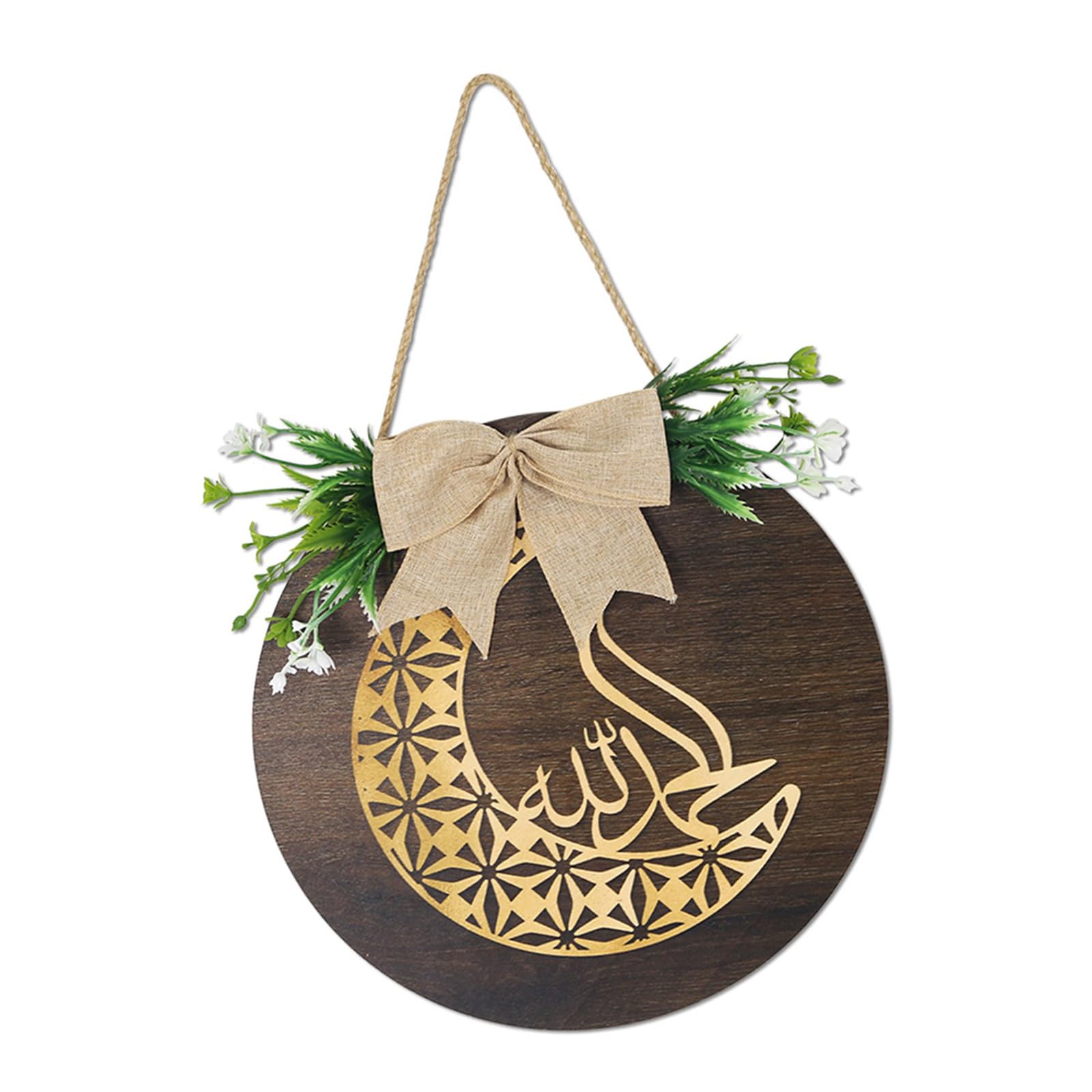 Middle Eastern Wooden Door Sign Festival Welcome Hanging Ornament for Living Room Bedroom Hanging Wall Sign