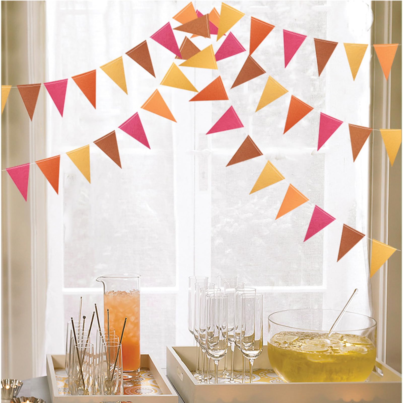 Boho Party-Deko-Set – 21-teilig Mit Papierfächern, Laternen & Dreiecksflaggen, Für Schulanfang, Hochzeit, Geburtstag