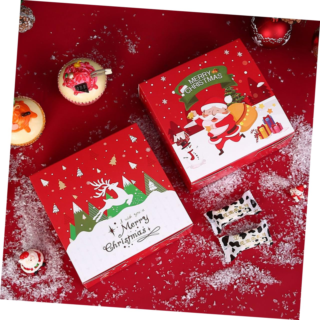 Healeved 20pezzi Scatole Decorative per Dolcetti Natalizi Contenitori di Carta per Caramelle Dolciumi Biscotti Snack per Feste di Compleanno e Natale Confezione