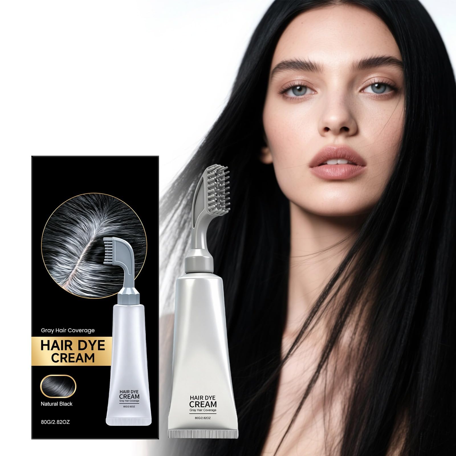 3-in-1 Haarfärbemittel mit integrierter Bürste, kein Mischen, für Frauen