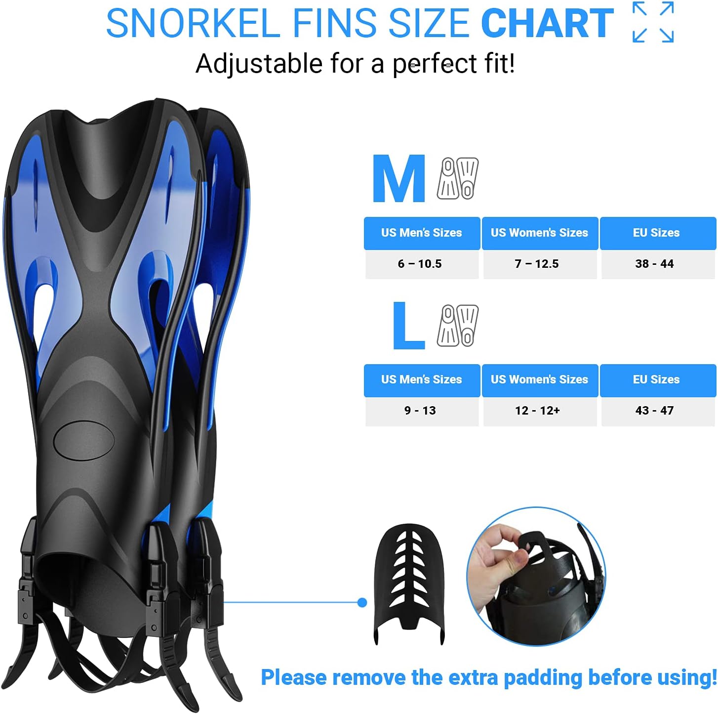 COZIA DESIGN Adjustable Swim Fins - Snorkel Fins for Lap Swimming, Travel Size Scuba Diving Flippers for Snorkel Set Adult, Neoprene Water Socks Included : Sports & Outdoors