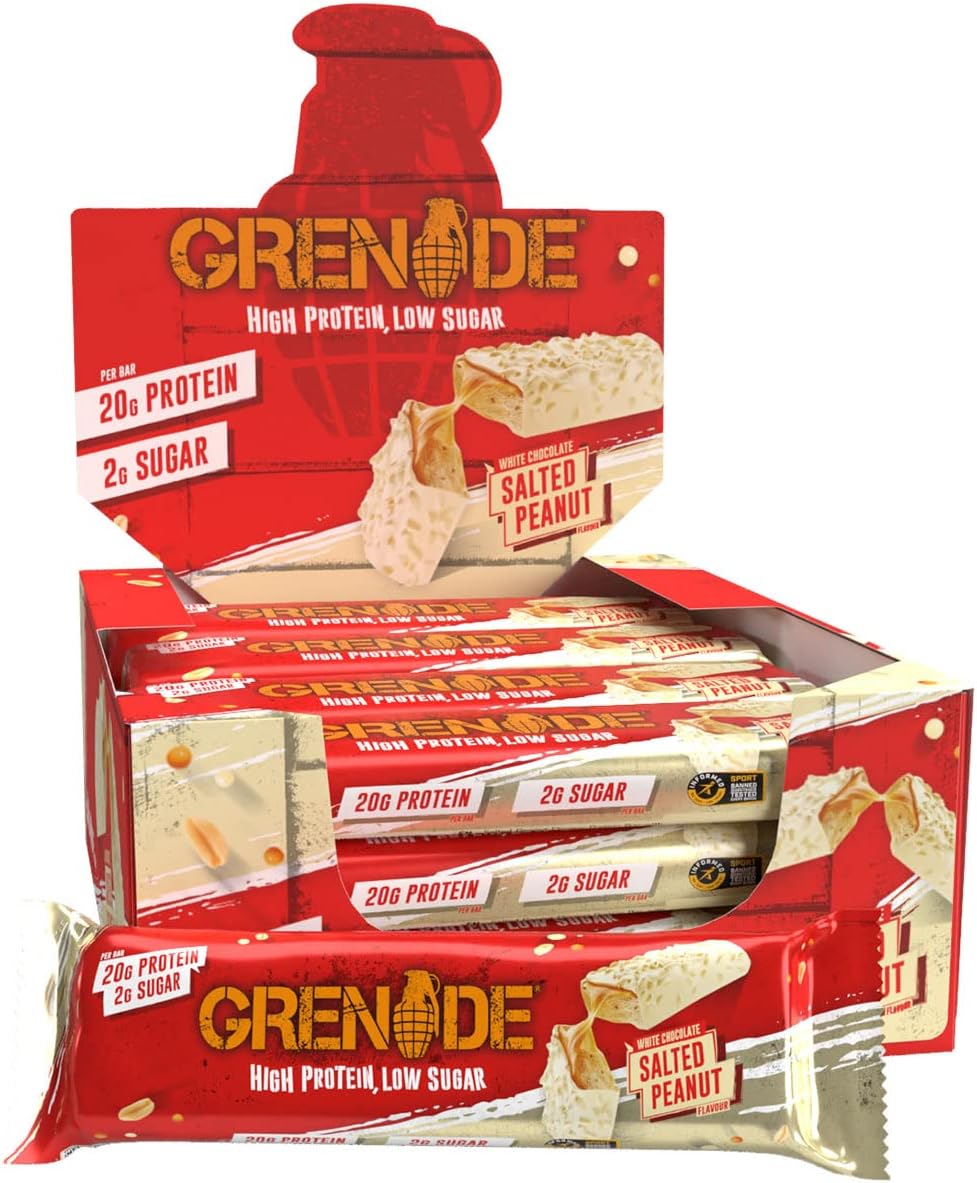 Grenade High Protein, Low Sugar Bar - White Chocolate Salted Peanut, 12 ...