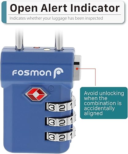 Miniatura 9 de Fosmon Cerraduras de equipaje aprobadas por la TSA, cerradura de viaje para maleta con botón de liberación para mayor seguridad, candado