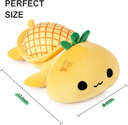 Miniatura 3 de Onsoyours Almohada de peluche suave de tortuga de tortuga, adorable juguete de peluche de tortuga Kawaii para niños (tortuga piña, 13 pulgadas)