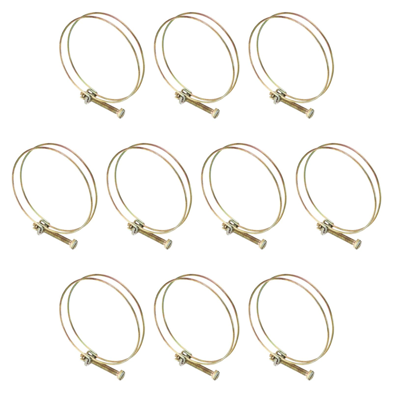 sourcing map 10pcs Adjustable Double Wire Hose Clamp 82-87mm Carbon Steel Wire Hose Clips Pipe Tube Clamps for Dust Collection Rubber PVC Pool Pump Hose