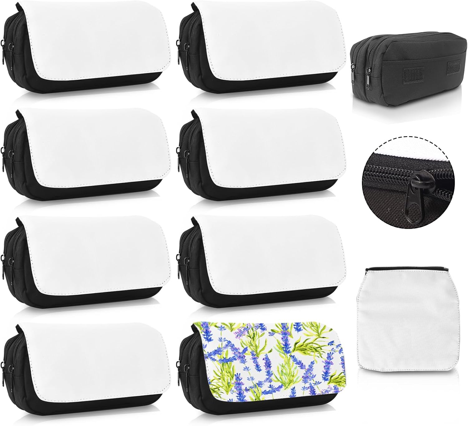 8Pcs Sublimation Makeup Bag Blanks,Sublimation Makeup Bags Bulk Travel Toiletry Bag Cosmetic Bags For Women Heat Transfer Removable Sublimation Bags with Zipper Cosmetic Make Up Bag for DIY Craft