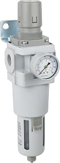 PneumaticPlus SAW600-N06BG Compressed Air Filter Regulator Piggyback Combo 3/4" NPT - Poly Bowl, Manual Drain, Bracket, Gauge