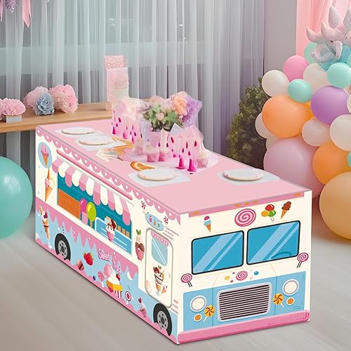 Oudain 6 ft Ice Cream Tablecloth Ice Cream Social Party