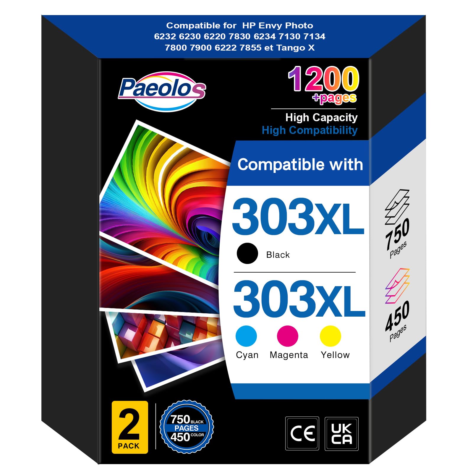 303XL Cartuchos Remanufacturados para Tinta 303 XL Negro e Color Compatible para HP 303 Cartucho para Envy Photo 7134 7830 6232 6230 7130 6220 6234 7100 7155 7800 7834 7855 78855 7885 Tango X