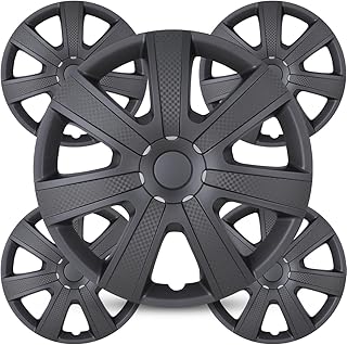 16 inch Hubcaps Best for 2010-2012 Nissan Sentra Ford Van, Set of 4 Black Matte 16-Inch Hub caps for Standard Steel Car Rims - Fits Most Cars Truck SUV- Snap-On Accessory Wheel Covers (Black Matte)