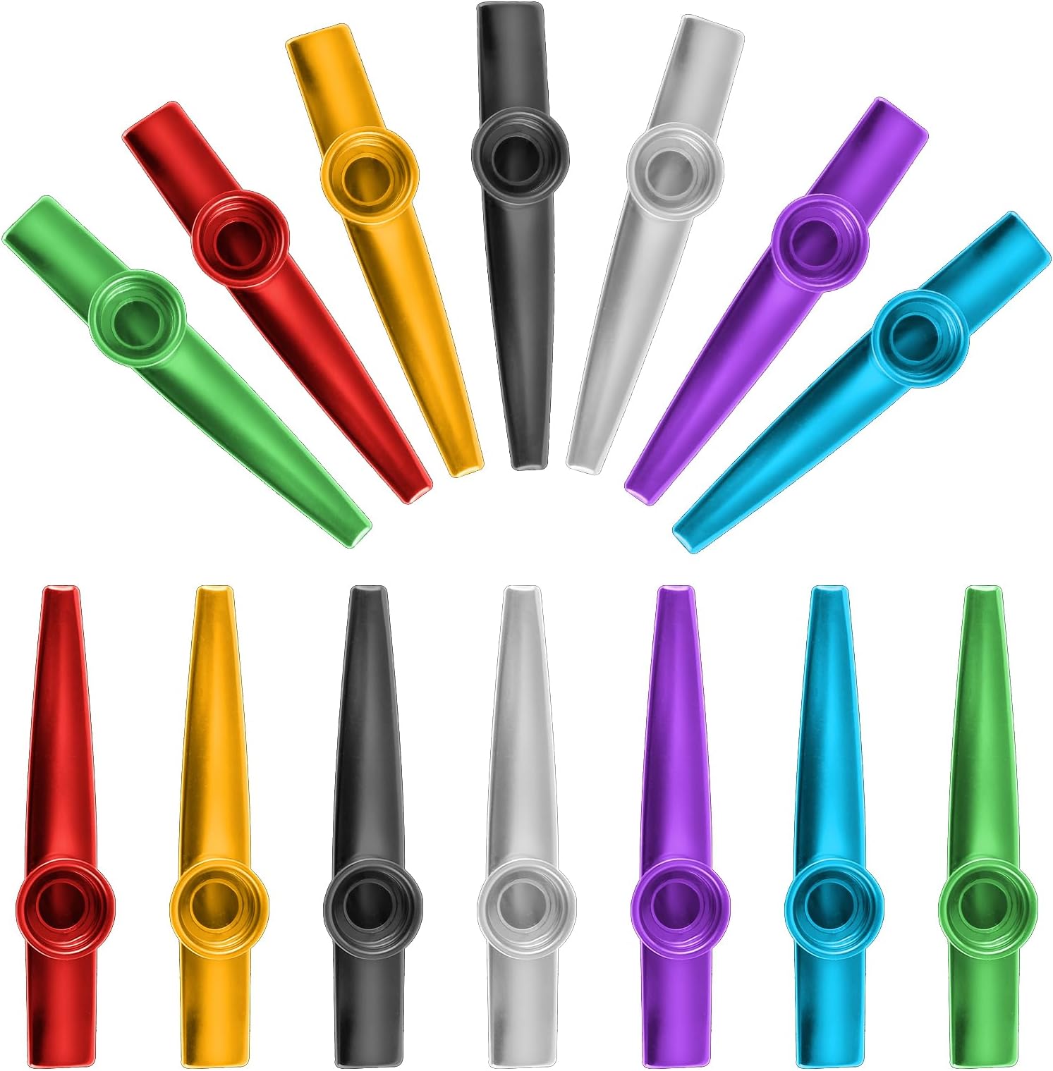 Kazoo Set of 14 Metal Kazoo Metal Aluminium Alloy Kasu Musical Instruments in 7 Colours Metal Kazoo for Children and Music Lovers Beginners Children Party Favours Gifts