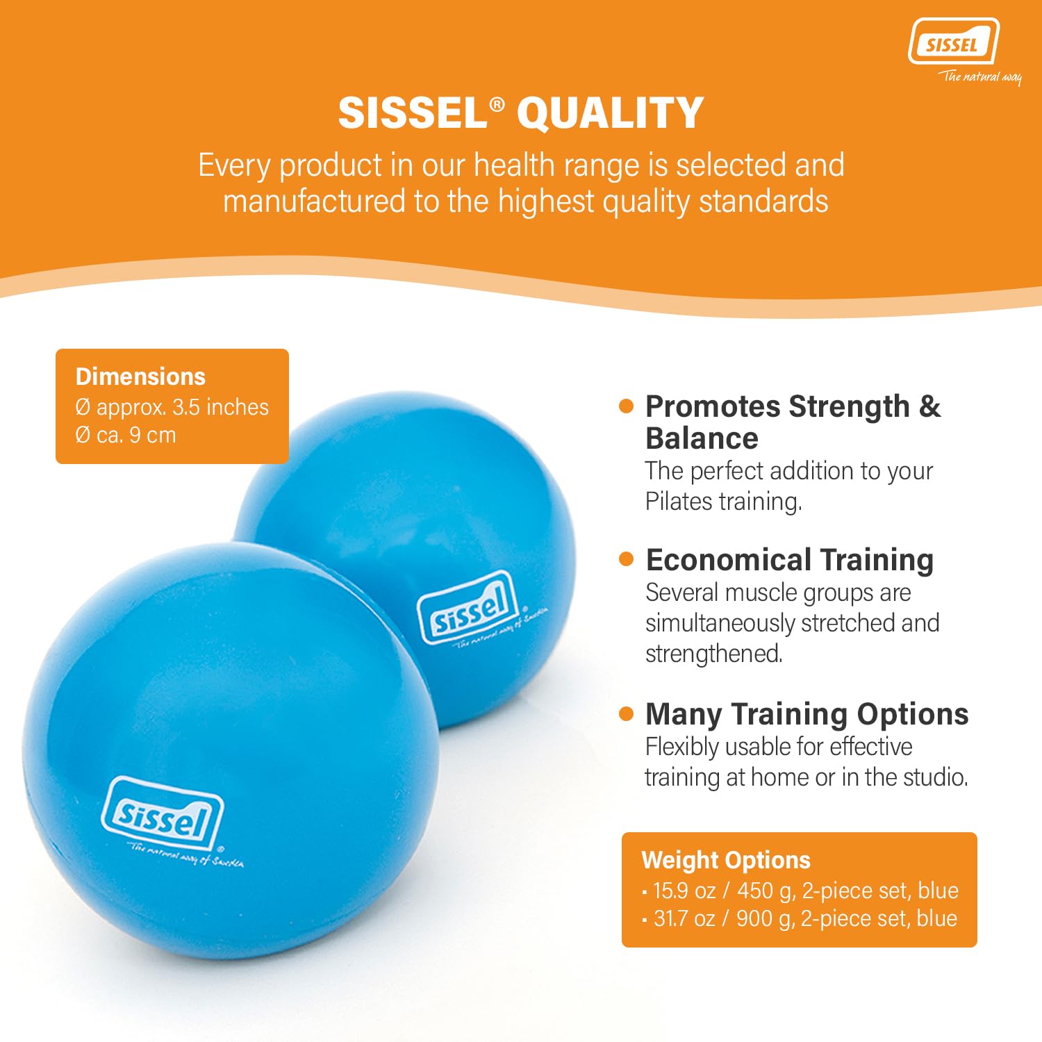 SISSEL Pilates-Small Props Toning Ball Set, niebieski, 900 g