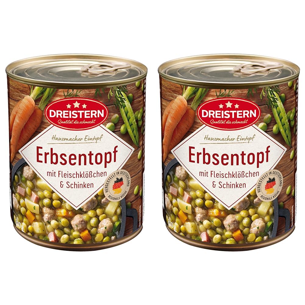 Dreistern Erbsen-Eintopf mit Fleischklößchen, 800 g (Packung mit 2)