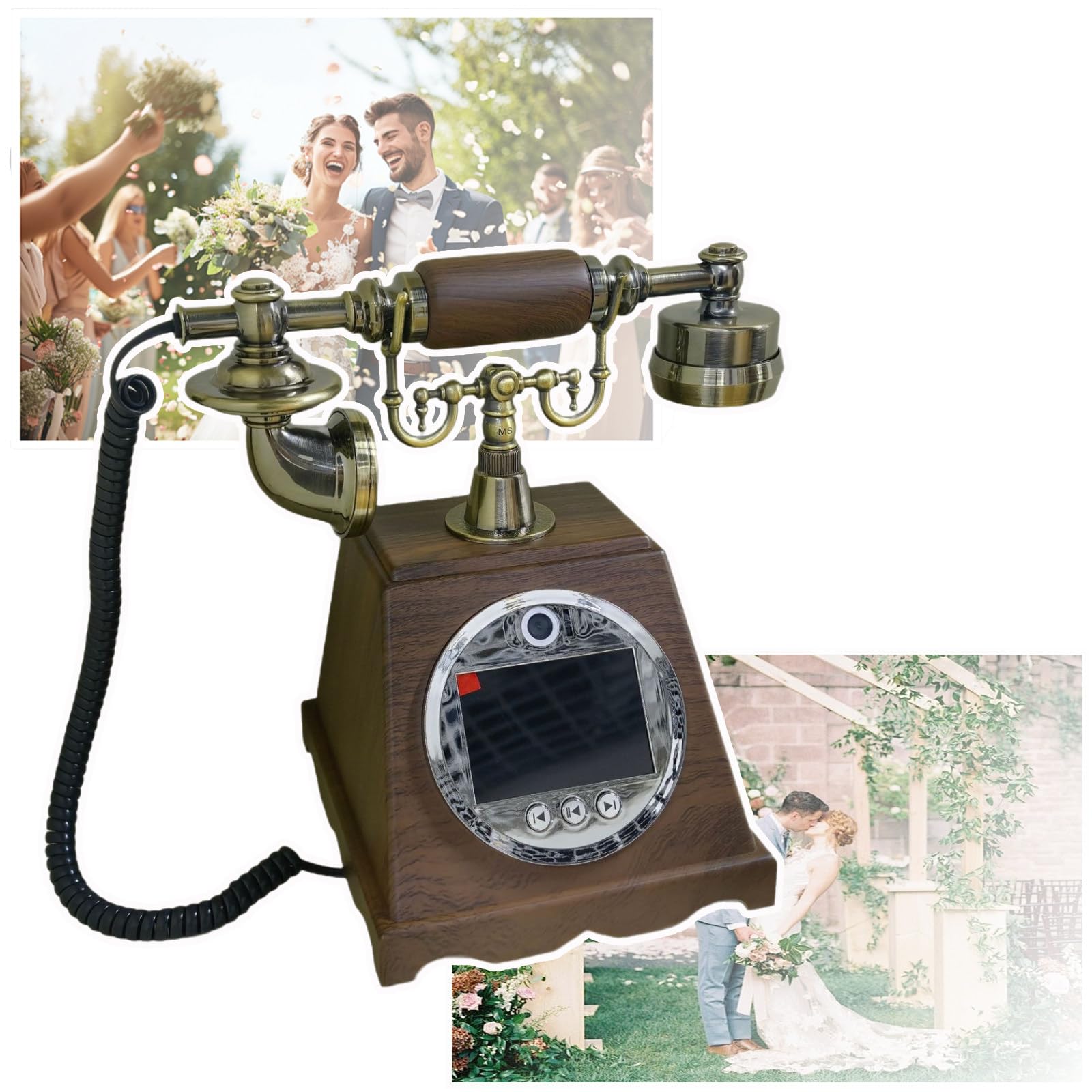WIANQIAN Vintage Wedding Phone Guestbook, Creative Video Audio Guest Book B