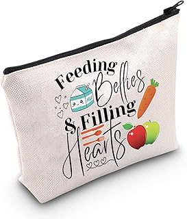 POFULL school cafeteria staff Gift cafeteria worker Gift Feeding Bellies Filling Hearts Cosmetic Bag Lunch Lady Gift (Feeding Bellies bag)