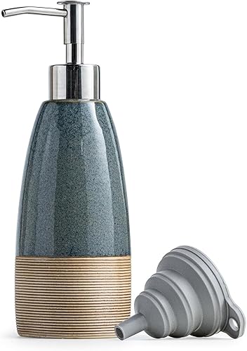 Dispensador de jabón para platos de 12 onzas con 2 bombas, botella de jabón de manos de cerámica para champú, gel de baño, loción, dispensador de