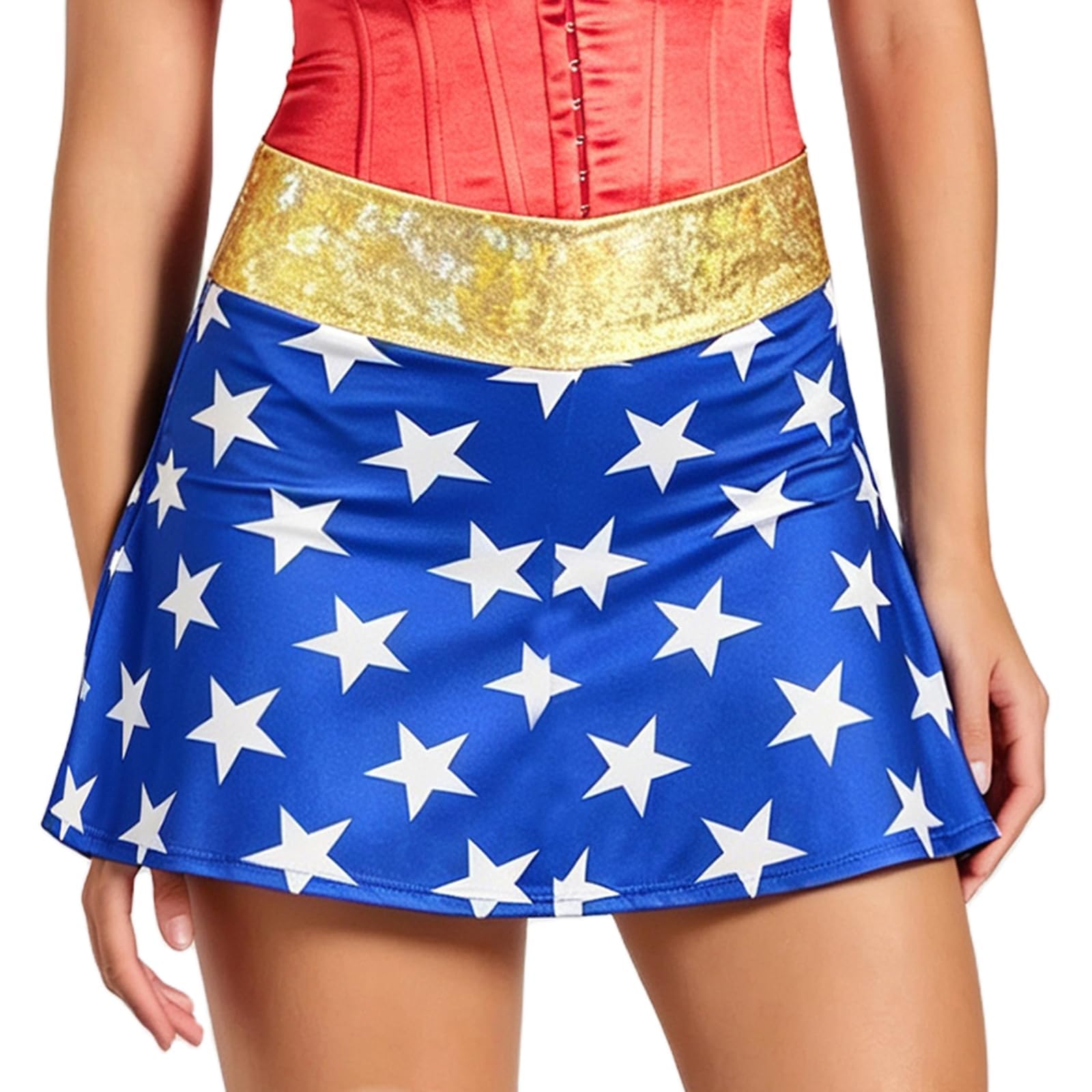 Lshyuehao Women Blue Stars Wonder Shorts Halloween Superheroes Cospaly Bottom Costume (F-Blue, S) — image 1