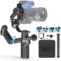 FeiyuTech SCORP Mini 3 Pro [Kit] Gimbal para câmera – Rastreamento AI 4.0, alça removível [bolsa + luz de preenchimento + haste de extensão] Carga útil de 2 kg – Estabilizador cardan para câmera sem
