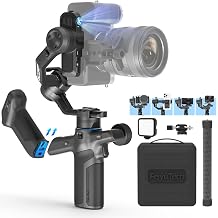 FeiyuTech SCORP Mini 3 Pro Camera Gimbal Kit w/AI Tracking 4.0, Detachable Touchscreen Handle, 4.4lb Payload, Gimbal Stabilizer for Mirrorless Cameras, Smartphone, Action Cam (Bag+Light+Pole Included)