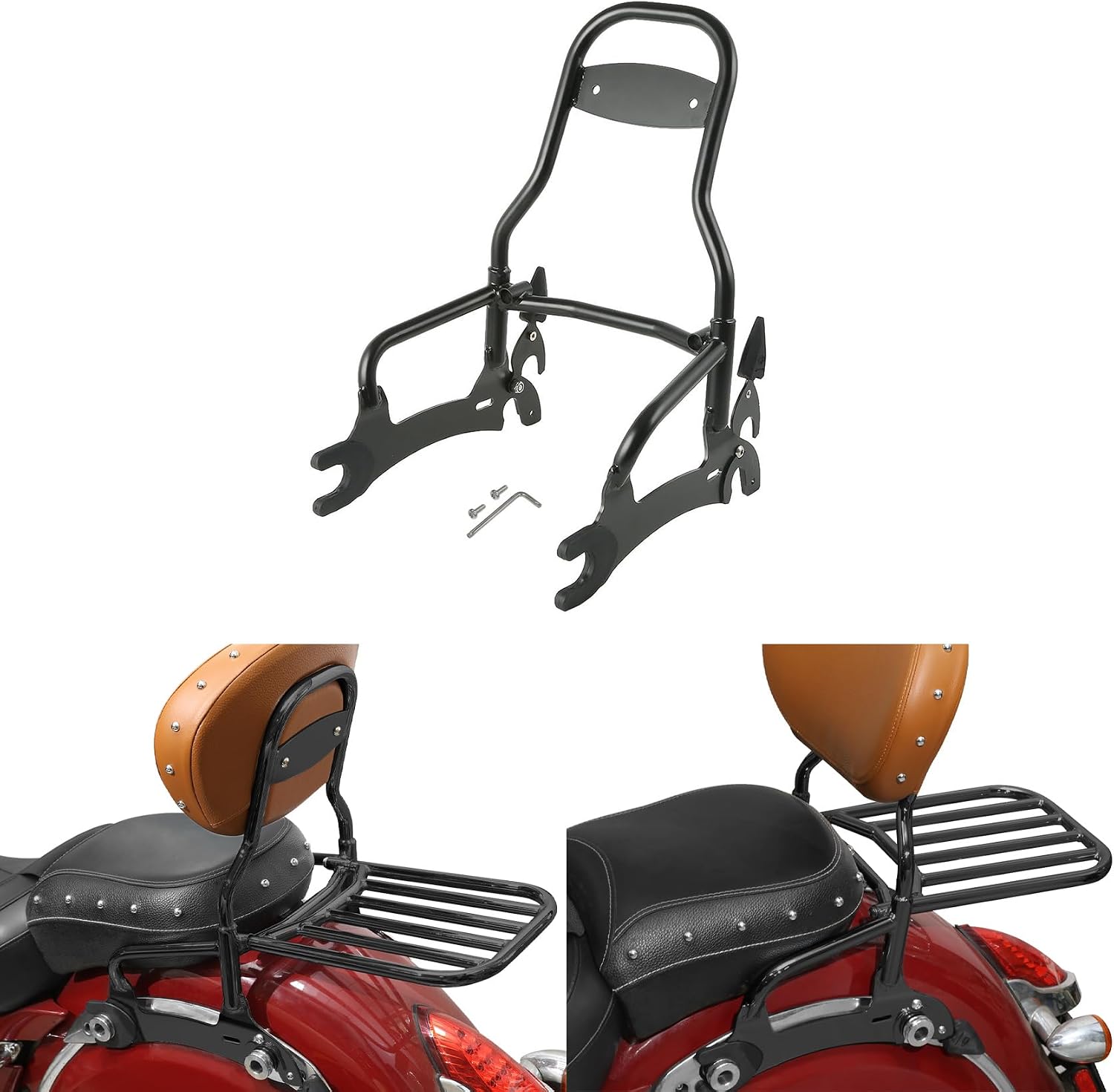 Green-L Black Rear Passenger Sissy Bar Fit for Indian Chief Dark Horse 2016-2018