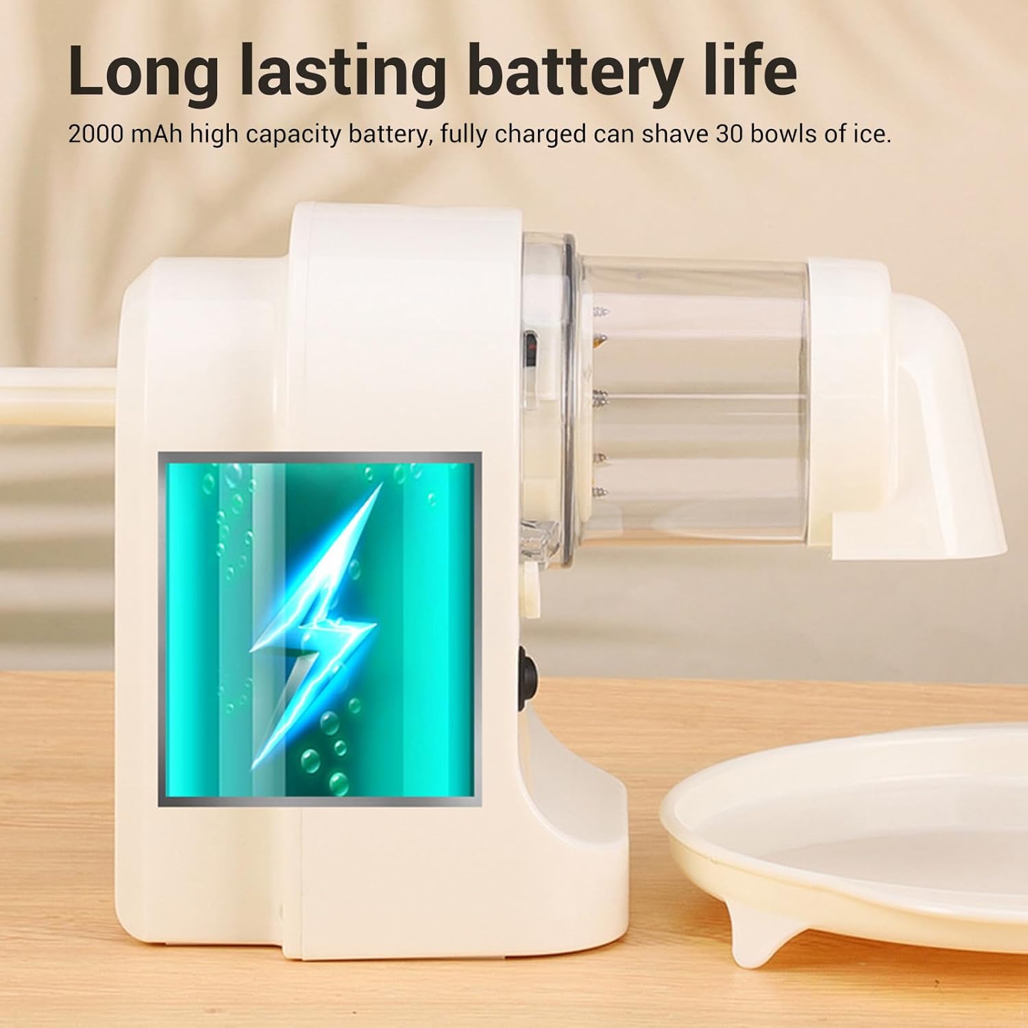 Electric Ice Crusher,2000mAh USB Rechargeable Shaved Ice Machines Snow Cone Machine with 2 Reusable Ice Cups for Cocktail Fruit Smoothies