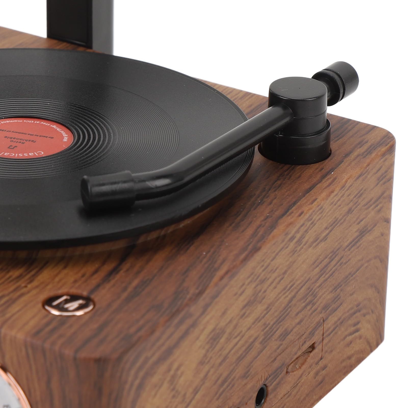 Joueur de Disques, Haut-Parleur de Haut-Parleur Gramophone Haut-Parleur avec Haut-Parleur Grain de Bois Vintage ROTACTACT ROCKAT Player Forme Stéréo Haut-Parleur pour la Maison