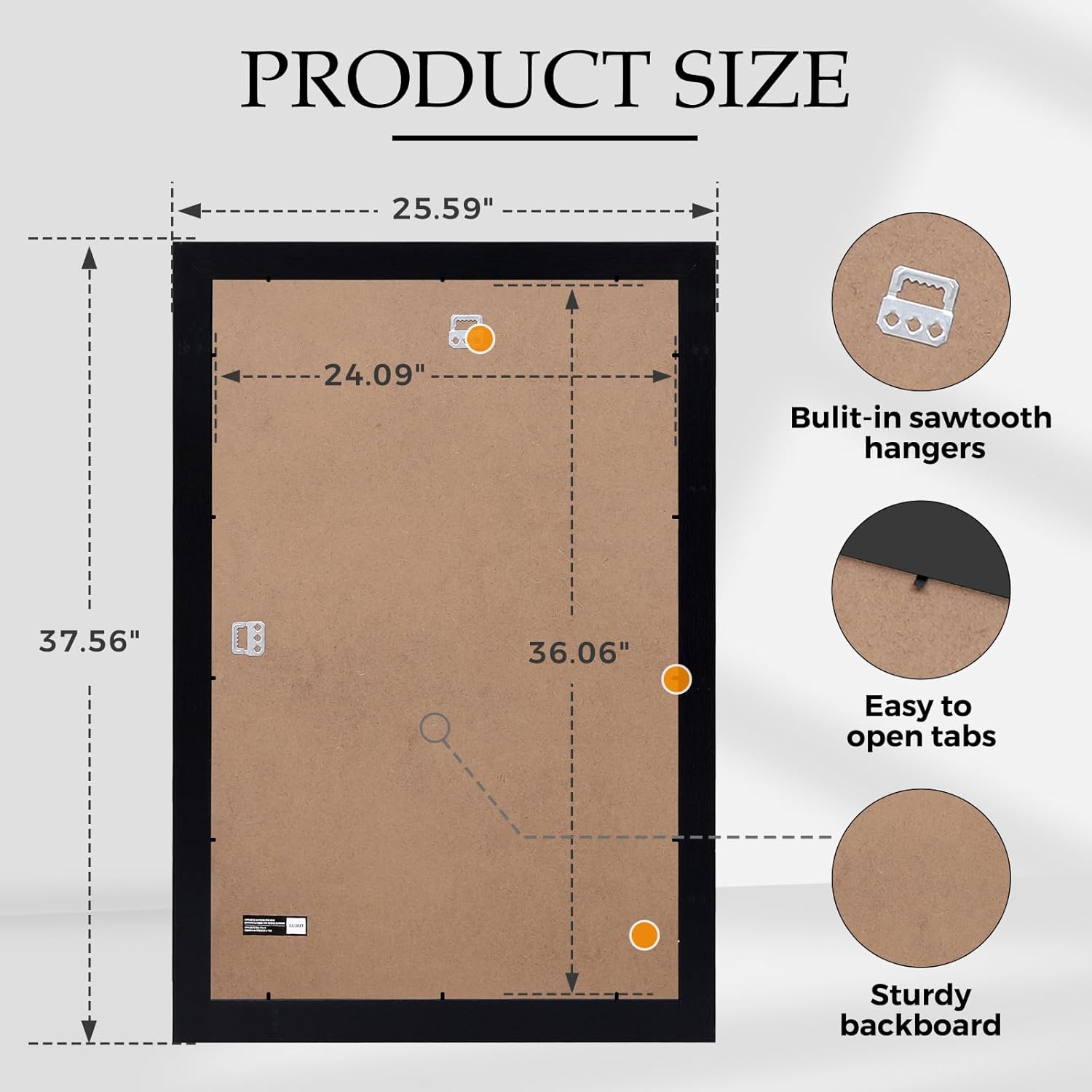 24×36 Black Poster Frame 2 Pack, Engineered Wood Movie Poster Picture Frames with Plexiglass Cover and Hanging Hardware for Horizontal or Vertical, Large