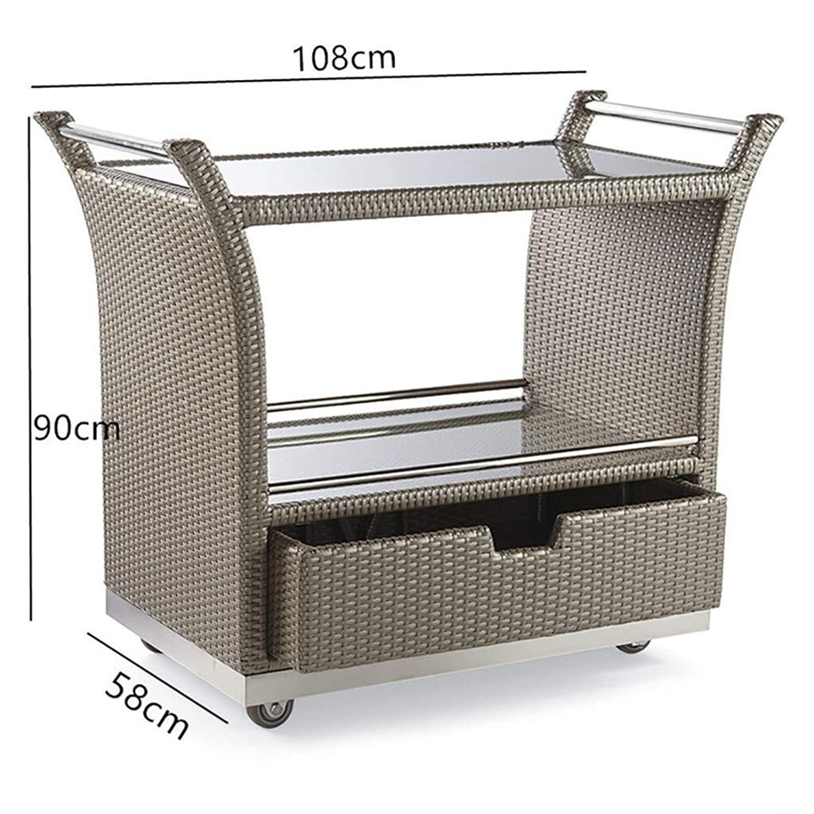 Chariot de Service Voiture de Livraison 2 étages hôtel Commercial Chariot extérieur extérieur Restaurant Occidental Boisson thé Chariot à thé (Marron, 108 * 90 * 58 cm) (16 kg)