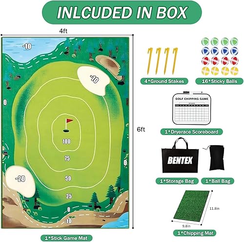 Miniatura 7 de Golf Chipping Game Mat with Scoreboard Sticky Golf Practice Mats Indoor Outdoor Games for Adults and Family Golf Training Aid Equipment Backyard