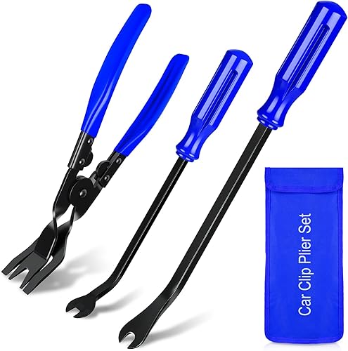 Alicates de clip, herramientas de tapicería, paquete de 3 herramientas de extracción de automóvil para quitar remaches, sujetadores, pasadores, kit