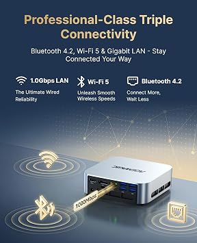 ACEMAGIC K1 Mini PC, AMD R2544(4C/8T, up to 3.7GHz, outperforms 4300U/3150U/3250U), 16GB DDR4, 256GB NVMe SSD up to 4TB. 4K Triple Display HDMI2.0/DP1.4/Type-C, WiFi5 BT4.2 Compact Business Desktop
