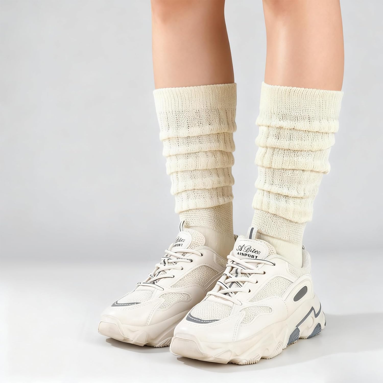 Jspupifip 4 Pairs Slouch Socks for Women,Retro Soft Breathable Athletic Scrunch Calf Ankle Sock - Image 7