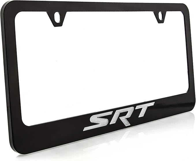 Dodge SRT License Plate Frame (2 Hole, Black/Wide) Automotive