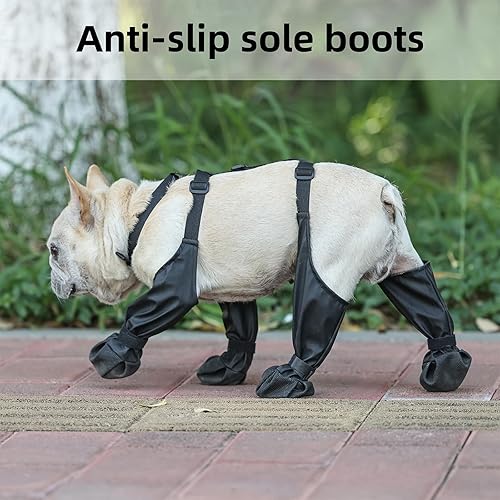Miniatura 4 de Botas impermeables antideslizantes para perros con suela de goma resistente, protector de patas de mascotas para perros pequeños y medianos, a