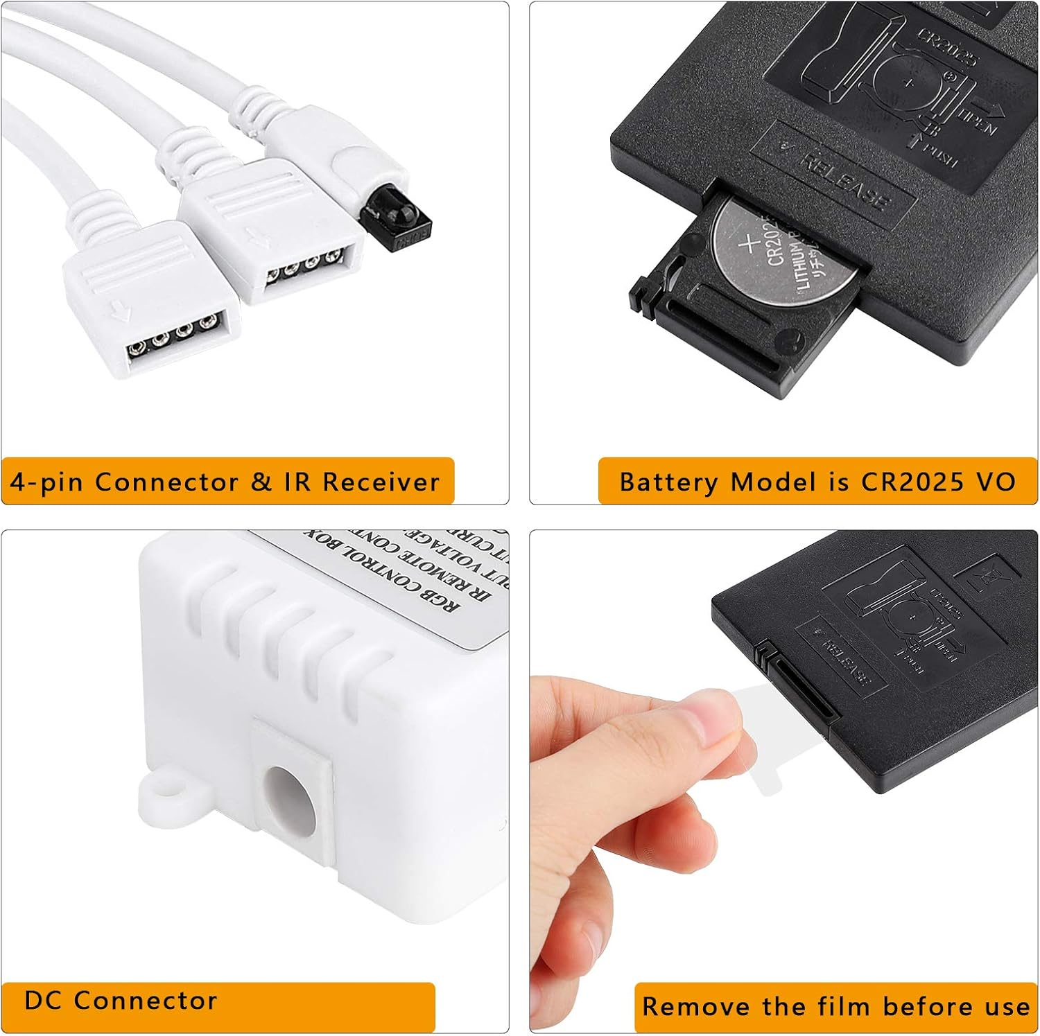 SUPERNIGHT RGB Light Strip Remote Controller, 2-in-1 4 Pin Dimming Dimmer Brightness Flash Mode Control Options for LED Tape Light,12V DC LEDs Rope Lighting (2 Ports)