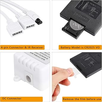 SUPERNIGHT RGB Light Strip Remote Controller | 2-in-1 4 Pin Dimming Dimmer Brightness Flash Mode Control Options for LED Tape Light,12V DC LEDs Rope Lighting (2 Ports)