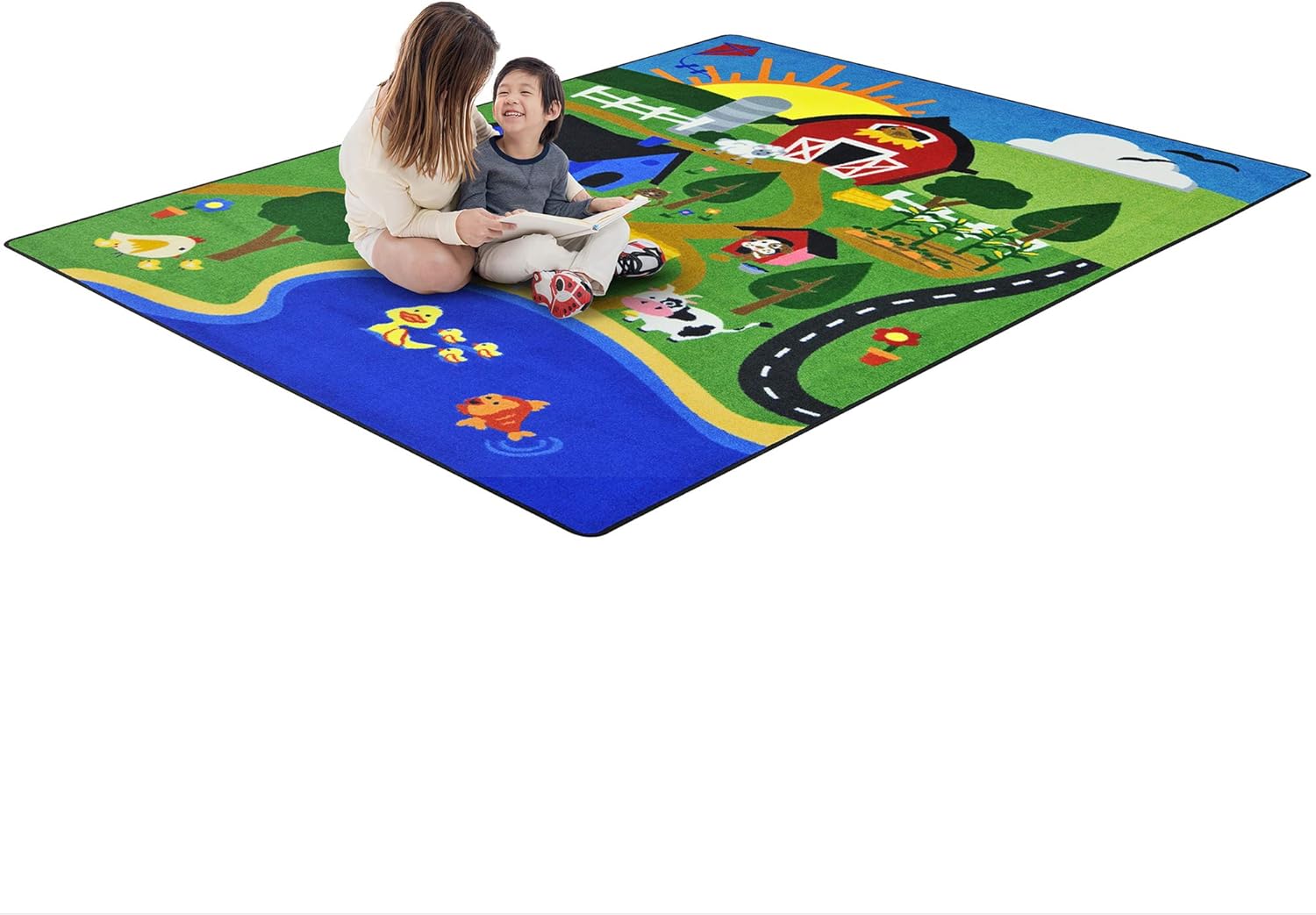 Joy Carpets Happy Farm 5'4" x 7'8" Area Rug in Color Multi