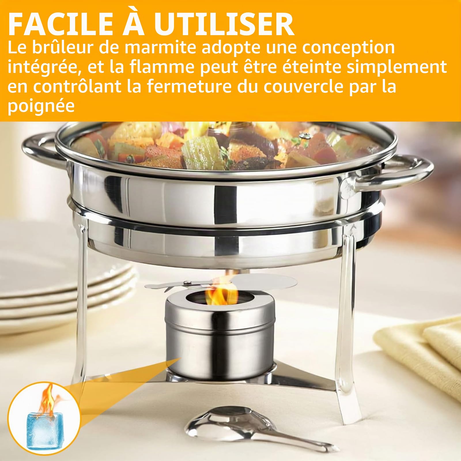 8 Pièces Récipients à Pâte Combustible, Réchaud Fondue Brûleur à Alcool, Brûleur Chafing Dish en Acier Inoxydable, Récipients à Pâte Combustible pour Buffet, Fondue, Camping