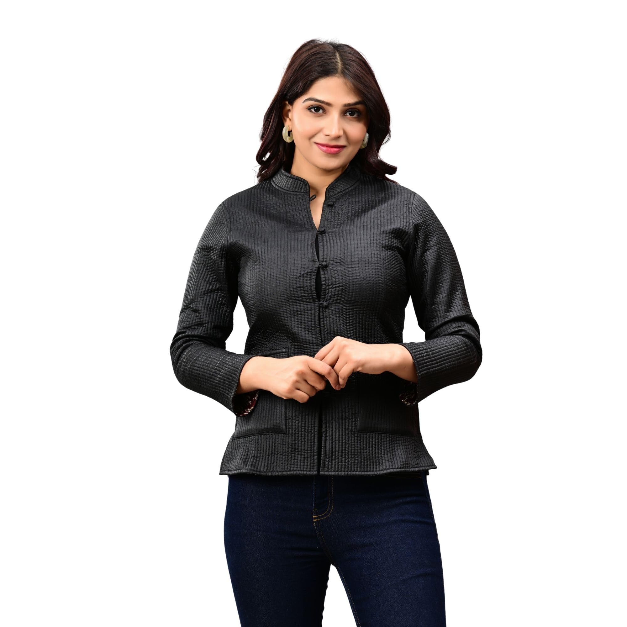 vasjac Reversible Cotton Silk Jacket for Women | Handcrafted Ethnic Quilted Jacket | Block Print Winter Wear for Ladies-picture-19