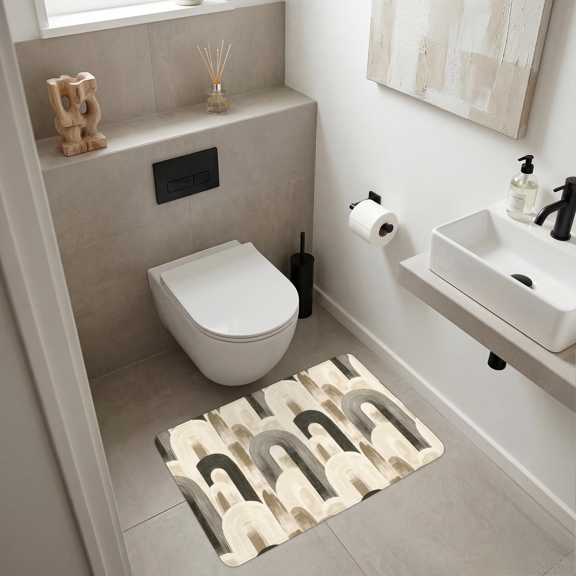 Alfombra De Baño Rectangular 90x60 cm Bathroom Bath Mat Lavable Tapete Antideslizante Alfombras Ducha Decoracion Alfombrilla Abstracto - Motivo - Arcos