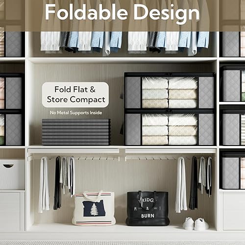 Miniatura 5 de Paquete de 12 bolsas organizadoras de ropa de 35 litros debajo de la cama, contenedores de almacenamiento plegables con ventana transparente y asas