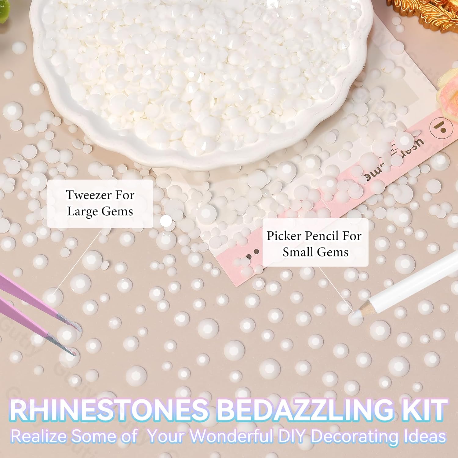 21000Pcs White Rhinestones for Bedazzling Kit, Bedazzling Resin Gems image 4