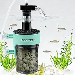 boxtech Filtro nano interior para acuario, filtro silencioso para acuario con medios de filtro, filtro compacto para gambas, betta y piscinas de cría (S)