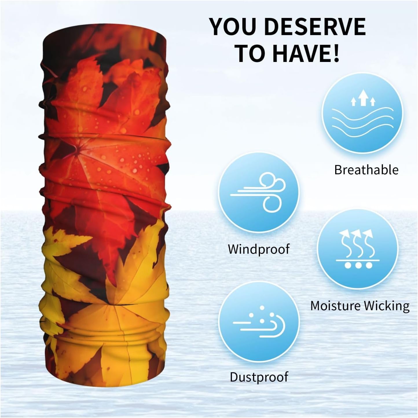 Autumn Leaves Maple Neck Gaiter UV Sun Protection Face Mask Scarf Cooling Breathable Face Cover for Men Women Elastic Balaclavas Versatile Bandana, Sun & Wind-proof for Skiing Hiking