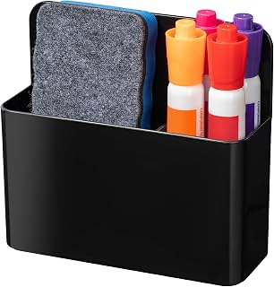Simetufy 1 Pack Magnetic Dry Erase Marker Holder, Whiteboard Marker Holder, Strong magnetic Marker Pen Pencil Organizer for Whiteboards, Refrigerator(Black)