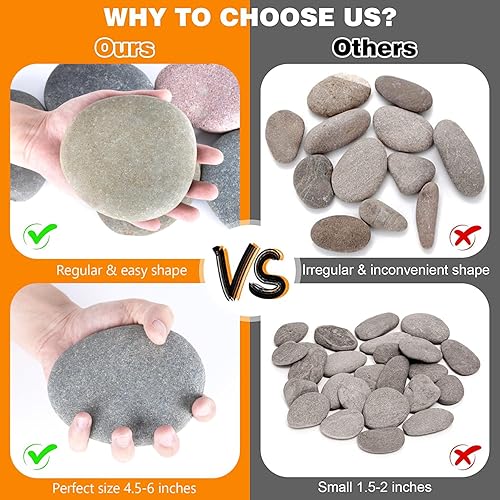 Miniatura 71 de River Rocks para pintar, 15 piezas grandes de 2 a 3 pulgadas, planas, lisas, piedras para pintar para niños, manualidades, pintura a granel