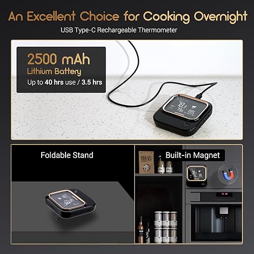 Miniatura 6 de INKBIRD Termómetro de carne WiFi y Bluetooth 5.1 de 5 GHz/2.4 GHz, 6 sondas, WiFi para ahumar, asar a la parrilla, sonda de carne inalámbrica para