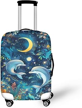 Protective Cover For Luggage Cover, Dolphin Moon, M22inch-24inch